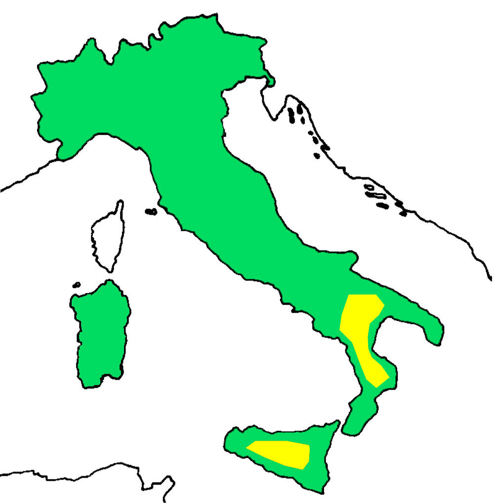 Mappa della distribuzione italiana della specie